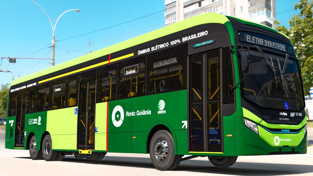 Eletra, em parceria com Caio, WEG e Scania, entrega 10 ônibus elétricos, piso alto, para Goiânia,